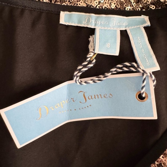 DRAPER JAMES (NWT) Women Gold Black Sequin Holiday Flutter Sleeve Blouse-Size 6 - Picture 3 of 12